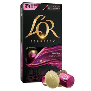 Kapsule pre espressa L'or NCC India 10 ks kapsuly do kávovaru • jemne mleté pražené zrná Arabiky • 10 kapsúl v balení • silná, vzrušujúca, odvážna chu