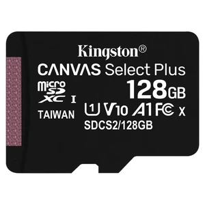 Pamäťová karta Kingston Canvas Select Plus MicroSDXC 128GB UHS-I U1 (100R/10W) (SDCS2/128GBSP) pamäťová karta microSD • kapacita 128 GB • čítanie 100 
