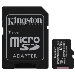 Pamäťová karta Kingston Canvas Select Plus MicroSDXC 128GB UHS-I U1 (100R/10W) + adapter (SDCS2/128GB) pamäťová karta microSD • kapacita 128 GB • číta