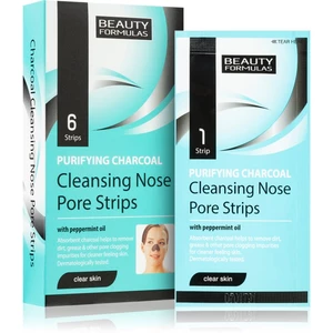 Beauty Formulas Clear Skin Purifying Charcoal čisticí maska s aktivním uhlím na nos 6 ks