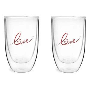 Sada 2 pohárov z dvojstenného skla s potlačou Love Vialli Design, 350 ml