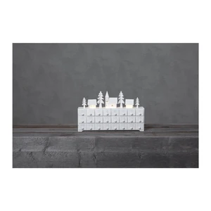 Biely adventný kalendár s osvetlením Star Trading Yuletide, dĺžka 38 cm