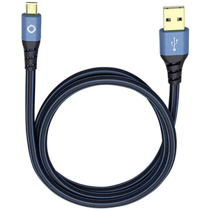 USB 2.0 prepojovací kábel [1x USB 2.0 zástrčka A - 1x micro USB 2.0 zástrčka B] 50.00 cm modrá pozlátené kontakty Oehlba