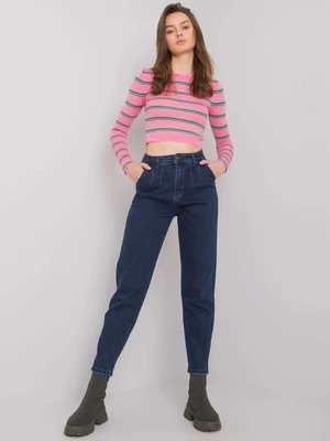 Dark blue mom jeans for women