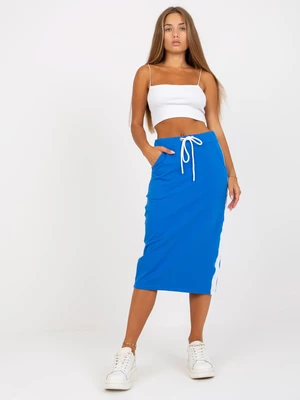 RUE PARIS dark blue sweatshirt midi skirt with stripes