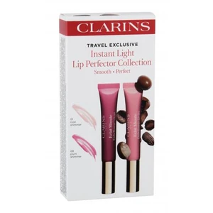 Clarins Instant Light Natural Lip Perfector darčeková kazeta lesk na pery 12 ml + lesk na pery 12 ml 08 Plum Shimmer pre ženy 01 Rose Shimmer