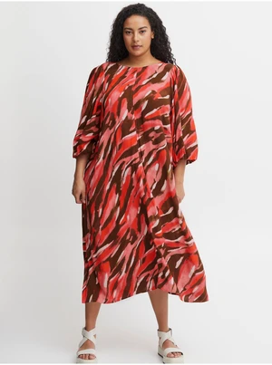 Brown-Red Woman Patterned MaxiDress Fransa - Women