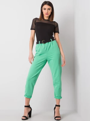 Green women's trousers with belt