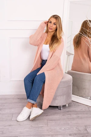 Sweater long cardigan light powder pink