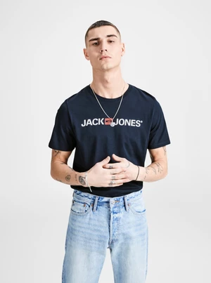 Niebieska koszulka Jack & Jones z nadrukiem i Jonesem - Mężczyźni