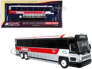 2001 MCI D4000 Coach Bus "Trailways - Blue Ridge" White and Red "Vintage Bus &amp; Motorcoach Collection" Limited Edition to 504 pieces Worldwide 1/8