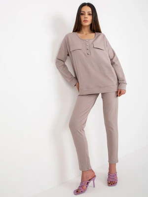 Dark beige cotton two-piece set