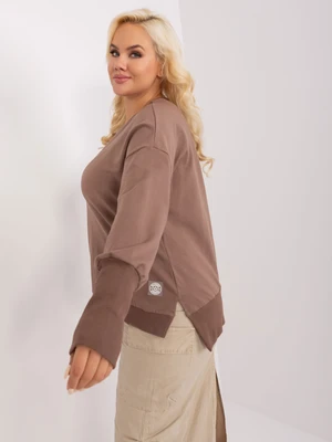 Brown plus size blouse with long sleeves