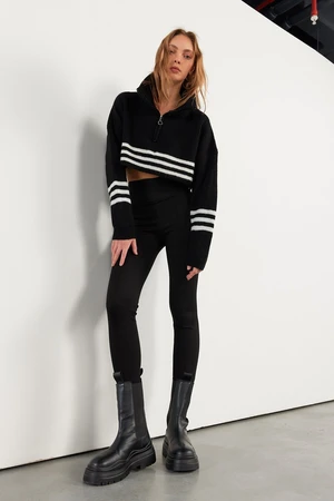 VATKALI Zippered Collar Crop Sweater