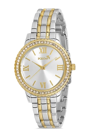 Polo Air Stoned Roman Numeral Women's Wristwatch Gold-silver Color