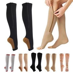 Women Open Toe Zipper Compression Stockings Prevent Varicose Socks Leg Sleeves