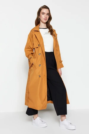 Trendyol Tile Waist Belted Woven Lined Trench Coat