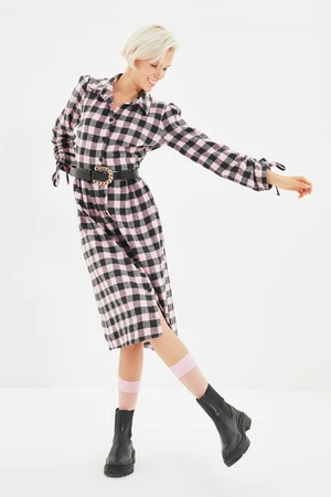 Trendyol Pink Check Shirt Dress