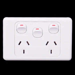 Australian SAA 118 panel wall power socket PC flame retardant conventional double sockets with 3 switches 250V 10A