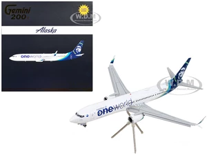 Boeing 737-900ER Commercial Aircraft with Flaps Down "Alaska Airlines - One World" White with Blue Tail "Gemini 200" Series 1/200 Diecast Model Airpl