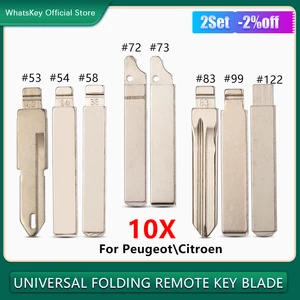 10Pcs NE73 VA2 HU83 SX9 Flip Car Key Blade #53 54 58 72 73 83 99 122 For Peugeot 206 207 307 308 407 408 Citroen C3 C4L C5 Blade