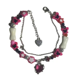 Sweet Butterfly Beaded Bracelets Fashion Heart Charm Bracelets Adjustable Wristband Bangle Party Jewelry