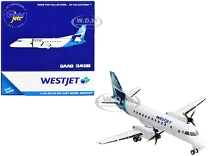 Saab 340B Commercial Aircraft "WestJet Airlines" White with Blue Tail 1/400 Diecast Model Airplane by GeminiJets