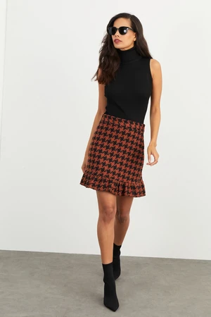 Cool & Sexy Women's Camel-Black Mini Skirt NH502