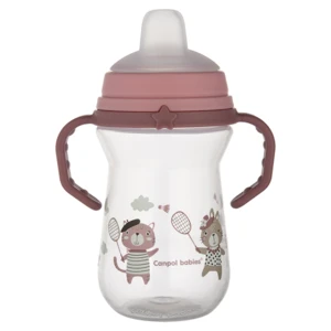 CANPOL BABIES Hrneček se silikonovým pítkem BONJOUR PARIS růžový 250 ml