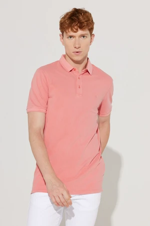 ALTINYILDIZ CLASSICS Men's Dry Rose Slim Fit Slim Fit Polo Neck 100% Cotton Short Sleeves Patterned T-Shirt.