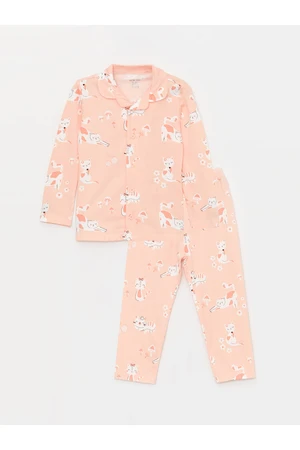 LC Waikiki Shirt Collar Long Sleeve Printed Baby Girl Pajamas Set