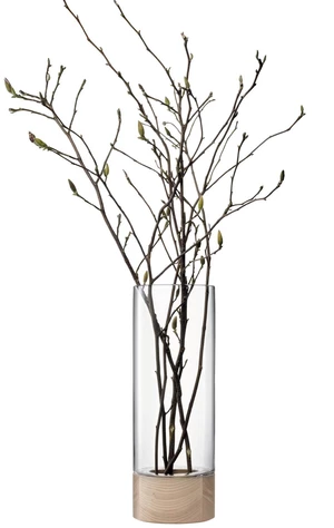 Vază/suport pentru lumânare LSA Lotta din lemn de frasin/sticlă transparentă, 62 cm, Handmade