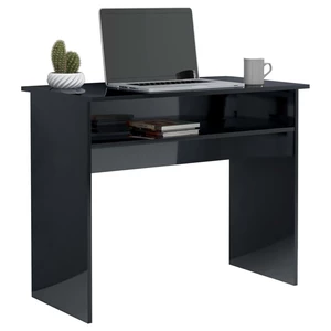 Desk High Gloss Black 35.4"x19.7"x29.1" Engineered Wood