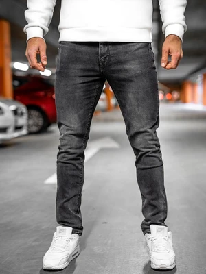 Černé pánské džíny skinny fit s paskem Bolf R61109W1