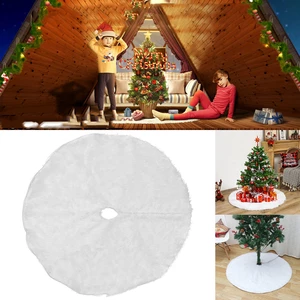 2020 White Plush Christmas Tree Skirt Christmas Decoration for Home Soft Hair White Round Carpet Christmas Decor