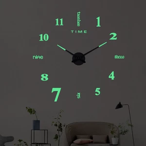 27/37/47 inch 3D DIY Wall Clock Silent Large Quartz Luminous Wall Night Clocks