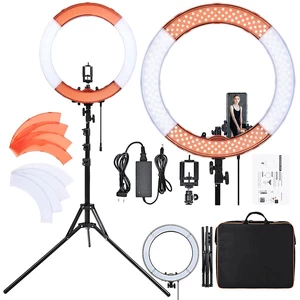 FOSOTO RL-18 18 Inch Ring Light 55W 5500K LED Photography Lamp with Lighting Tripod Stand Phone Clip for Camera Phone Ma