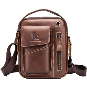 Men Casual Genuine Leather for iPad/ Phone Storage Crossbody Shoulder Messenger Bag