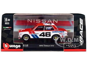 Datsun 510 46 John Morton Red and White "BRE (Brock Racing Enterprises)" "Race" Series 1/43 Diecast Model Car by Bburago