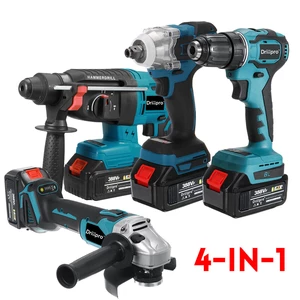 Drillpro 4PCS Electric Hammer/Angle Grinder/Impact Wrench/Electric Drill Tool Combination