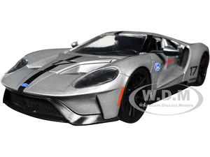 2017 Ford GT 17 Silver Metallic with Black Stripes "Ford Performance" "Bigtime Muscle" Series 1/24 Diecast Model Car by Jada
