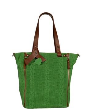 Jednoduchá a priestranná kožená kabelka Trasea Struttura Verde Marrone