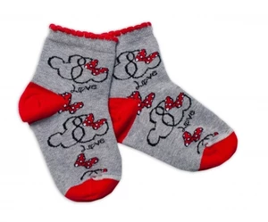 Baby Nellys Bavlněné ponožky Minnie Love - šedé, vel. 92-98 (18-36m)