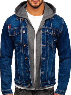 Tmavě modrá pánská džínová bunda s kapucí Bolf RC85173W1