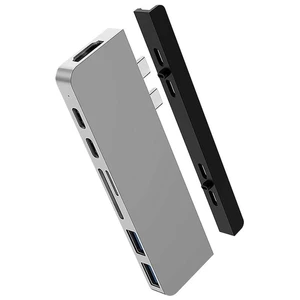 USB Hub HyperDrive DUO 7-in-2 Hub USB-C MacBook Pro (HY-HD28C-SILVER) strieborný thunderbolt • 7 v 2 • pripojenie cez USB-C port • odolná hliníková ko
