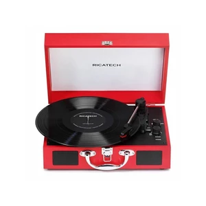 Gramofón Ricatech RTT21 Advanced (659056) červený kufríkový gramofón • prenosný • tri rýchlosti prehrávania • slúchadlový výstup • line in • vstavané 