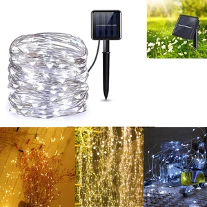 Solar Powered 8 Modes Sliver Wire 200 LED Christmas Tree Fairy String Wedding Home Party Light DC2V