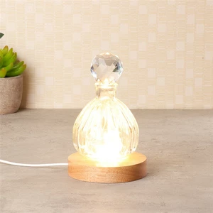 3D Round Crystal Glass LED Night Light Battery Electric Light Up Display Stand Base