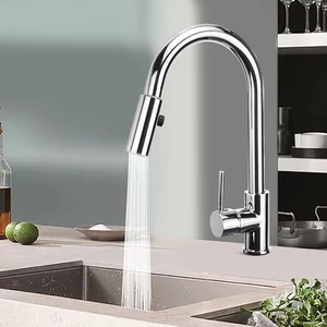 Modern Kitchen Sink Faucet with Pull Down Sprayer Single Handle Hot Cold Mixer Tap