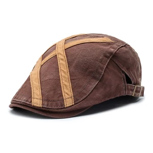 Menico Men's Cotton Woven Contrast Color Outdoor Casual Sweat Absorbing Shade Flat Hat Beret